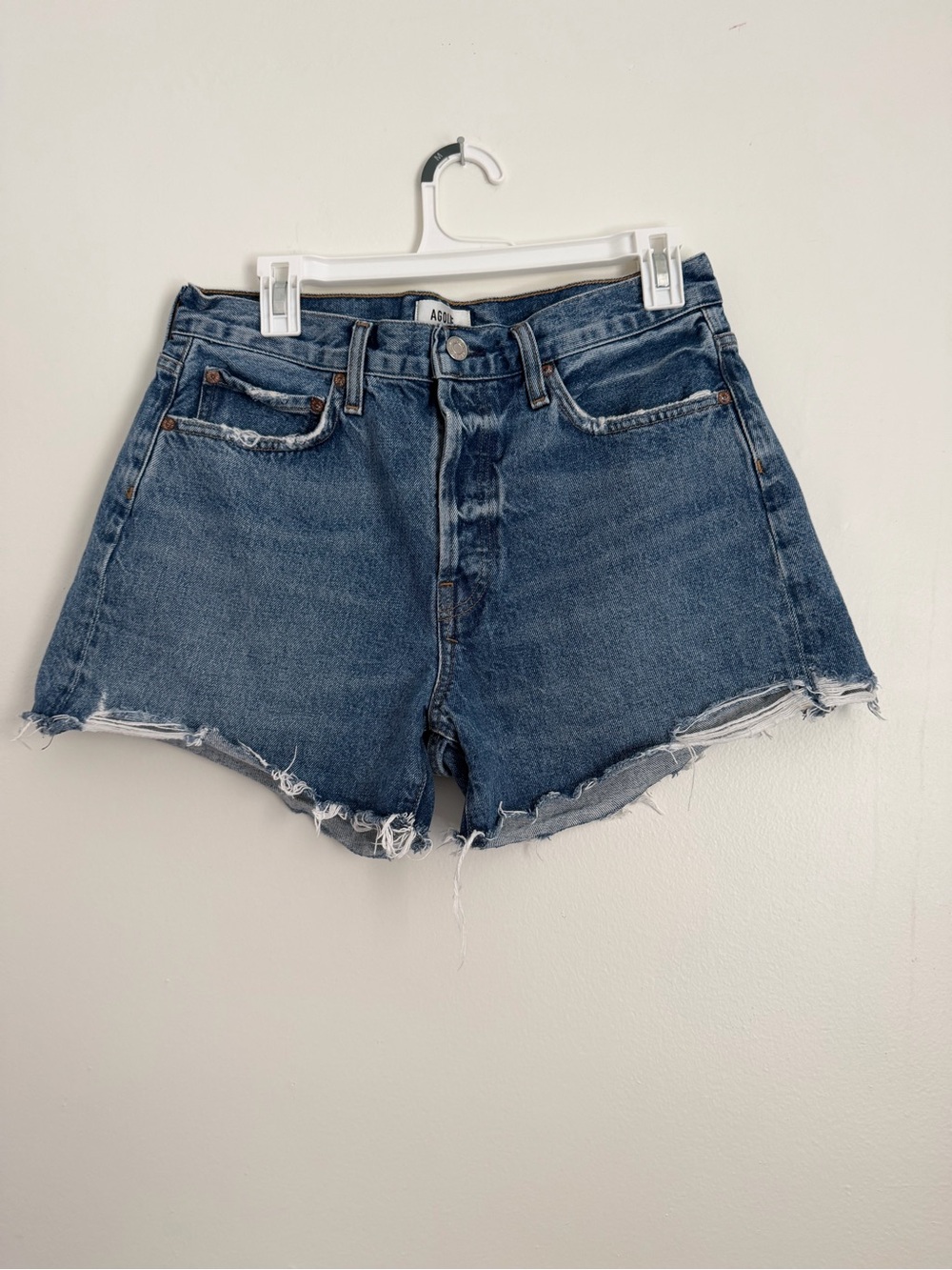Agolde Indigo High-Rise Cutoff Denim Shorts